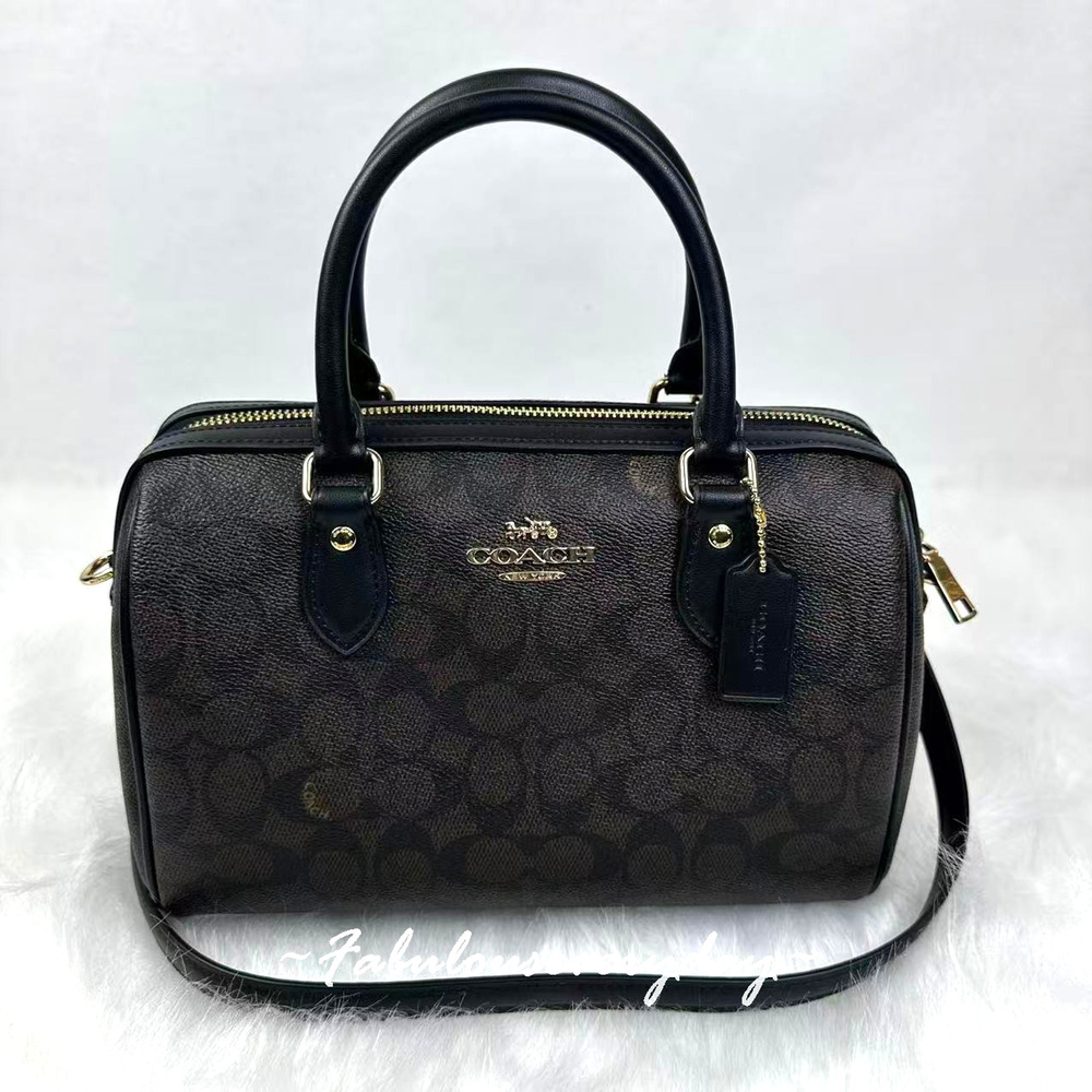 Coach Rowan Satchel Bag Crossbody Signature Canvas/Gold/Walnut/Black CV961 NWT